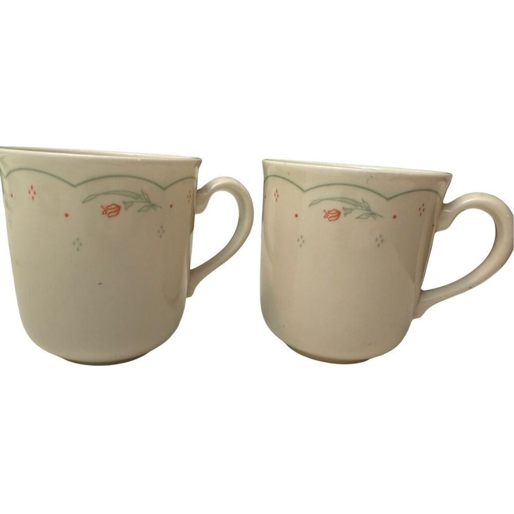Vintage Corning Ware Corelle Calico Rose Coffee Tea‎ Cup Mug set of 2